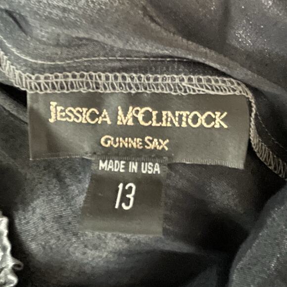 Jessica McClintock Gunne Sax Skirt Jr Size 13 28 Silver Metallic Vintage 80s - Picture 6 of 7